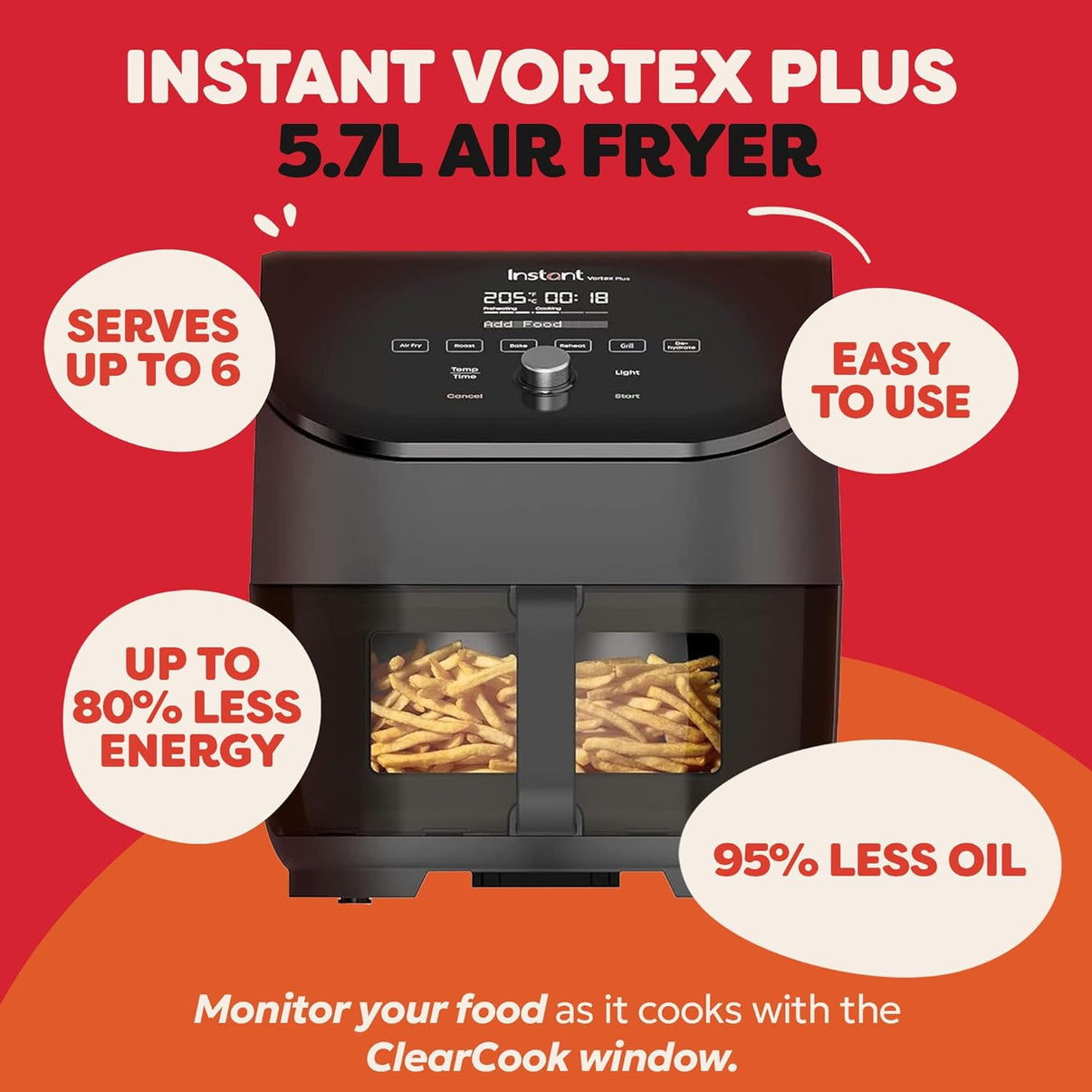 Instantpot 220v VortexPlus air fryer 5.7 Liter 220 volt 50 hz air fryer oven