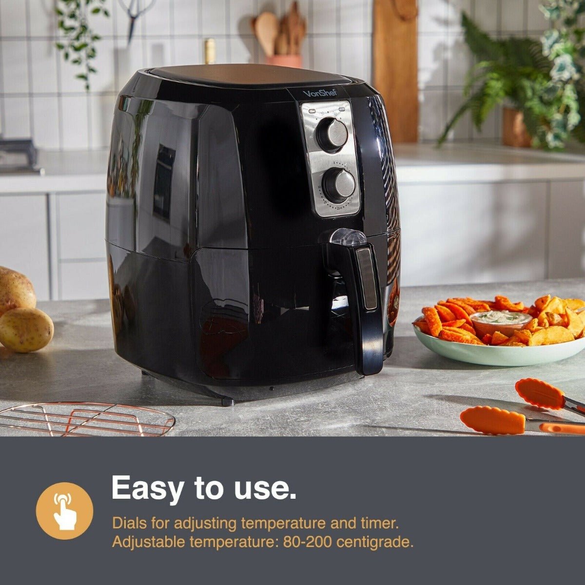 Vonhaus 220 volt Air Fryer 2000156 5.5 Liter Large Capacity Basket 1800 Watts 220v 240 volts 50 hz