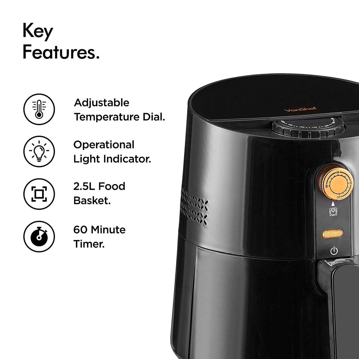 Vonshef 220 Volt Air Fryer 3.5L 220v 240 volts 2000011