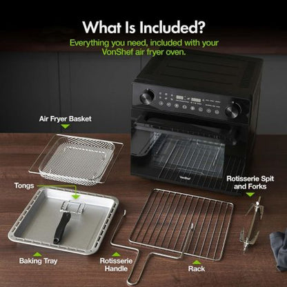 Vonshef 220 volt air fryer oven 18 Liter Convection oven rotisserie 14-in-1 Airfryer toaster bake model 2501014 Air Fryer oven 220v 240 volts