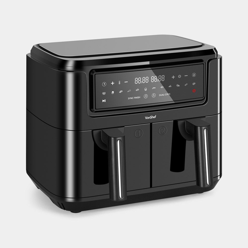 Vonshef 220 volts air fryer 9 liter with 2 trays and liners included 220v 240 volt air fryer large 2000224